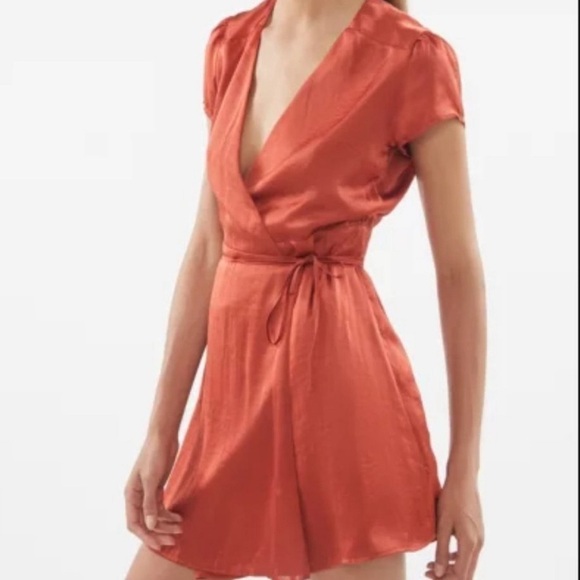 Irregular /Urban Outfitters Brown Silk Wrap Dress - Picture 4 of 11